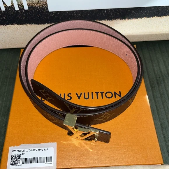Louis Vuitton Monogram/Rose Ballerine Revers. 30mm Belt 80 - Picture 2 of 8